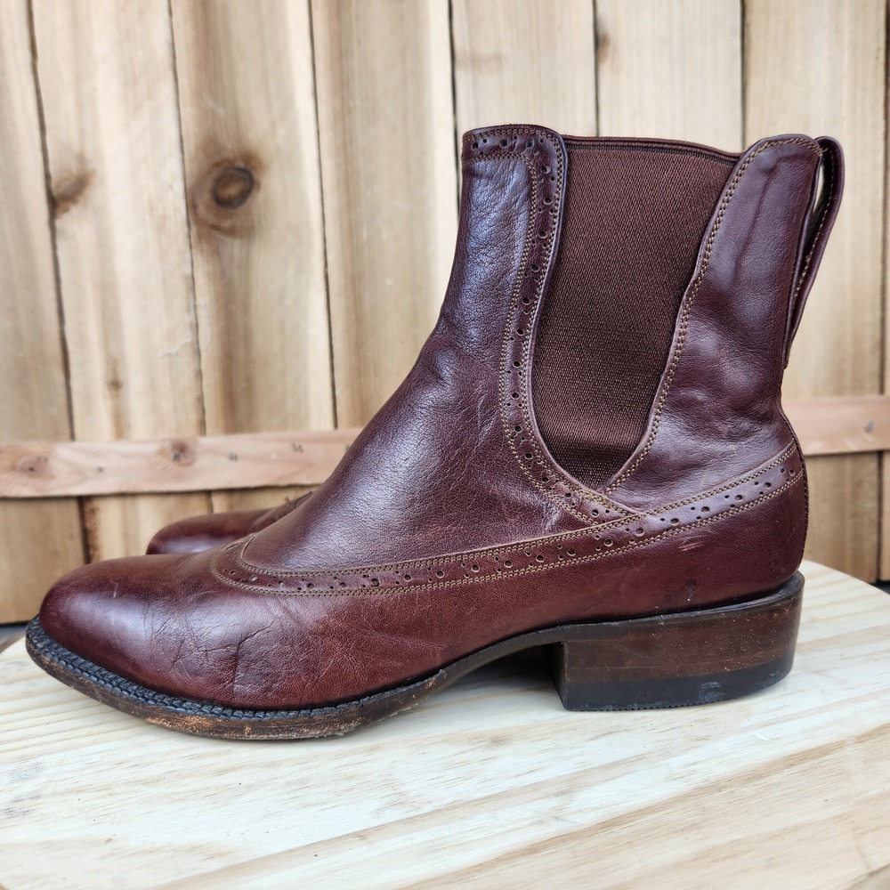 J B Hill Texas Paddock Spectator‎ Boots Womens 8 Mens 6 Custom Leather Western - Picture 3 of 13